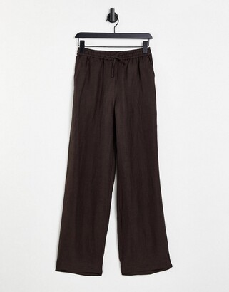 And other stories & co-ord cupro linen trousers in brown