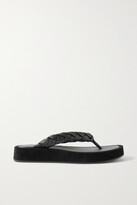 Thumbnail for your product : Vince Nita Braided Leather And Suede Platform Flip Flops