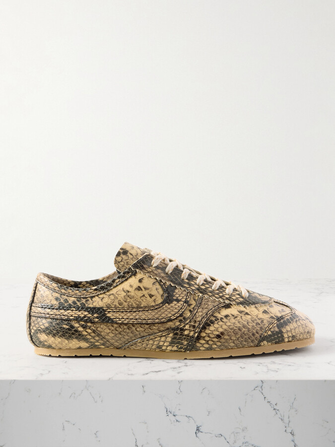 Dries Van Noten Paneled Snake-effect Leather Sneakers - Animal print