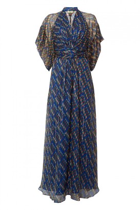 Issa Silk & Lurex Geometric Weave Dress