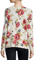 Thumbnail for your product : Joie Eloisa Rose-Print Crewneck Cashmere Sweater, Chalk