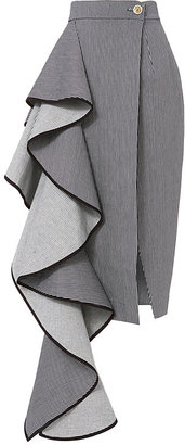 SOLACE London Cascade Ruffle Pinstripe Skirt