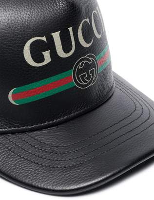 Gucci black faux Leather Trucker Cap