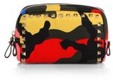 Thumbnail for your product : Valentino Rockstud Camouflage Small Nylon Zip Case