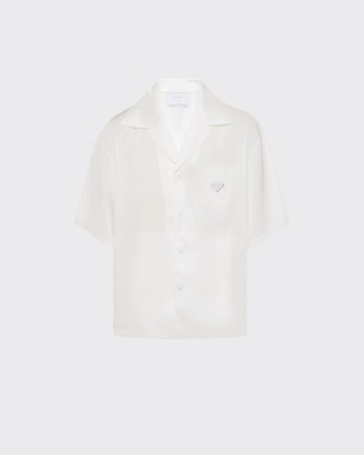 Shirts Prada - Thunder print cotton bowling shirt - UCS3411U5RD17