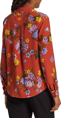 Elie Tahari Silk-Blend Floral Button-Front Blouse