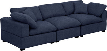 POPLARBOX Upholstered Chenille Fabric Couch W/ 4 Pillows & Removable Cover