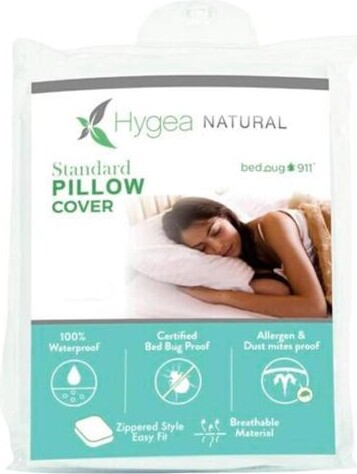 Hygea Natural Hypo-Allergenic, Bed bug proof, Water Resistant - Standard King Size Bed Bug Pillow Cover - King 21' x 37' - 2 Pack