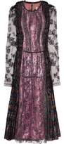 Lanvin Paneled Embellished Tulle And Silk-Blend Dress