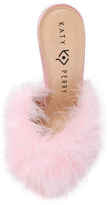 Thumbnail for your product : Katy Perry 100mm Bon-Bon Faux Feather & Satin Mules