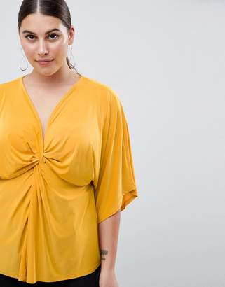 Outrageous Fortune Plus Outrageous Fortune plus knot front jersey top in yellow