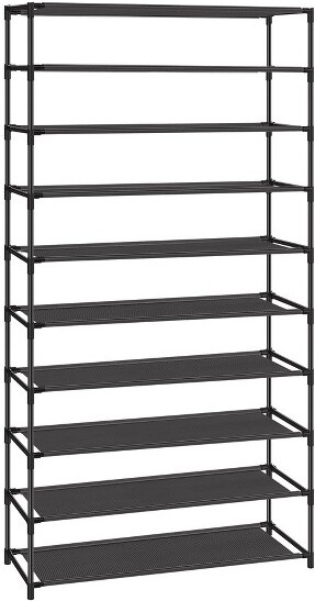 SONGMICS 3-Tier Shoe Rack for Entryway Shoe Bench Storage Organizer with Foam Padded Seat Linen Metal Frame for Living Room 12.2 x 31.9 x 19.3 Inches