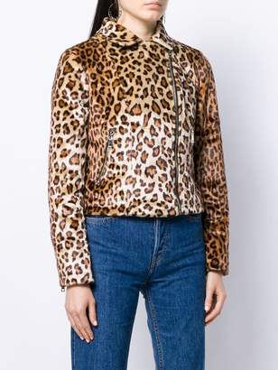 Liu Jo leopard print faux fur biker jacket