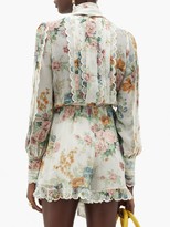 Thumbnail for your product : Zimmermann Wavelength Floral-print Silk Playsuit - Cream Print