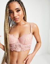 Thumbnail for your product : Hunkemoller Shiloh padded longline lace bra in pink