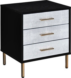 Everly Quinn 3 Drawers Particleboard Nightstand With Metal Legs In 3 Practical Drawer For Bedroom