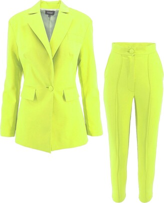 Tamron Hall Show: September 2023 Tamron Hall's Neon Yellow Belted Blazer  and Flare Pant Suit | Shop Your TV