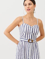 Thumbnail for your product : Very Stripe Belted Linen Beach Dress - Stripe