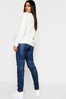 Thumbnail for your product : boohoo Maternity Over The Bump Knee Slit Jean