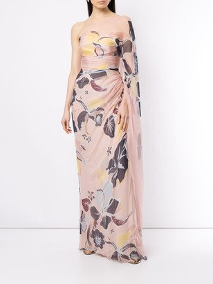 ZUHAIR MURAD Floral One Shoulder Gown