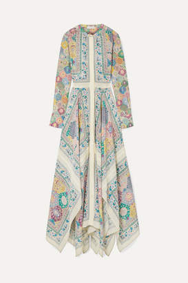 Altuzarra Tamourine Asymmetric Printed Silk Crepe De Chine Maxi Dress - Off-white