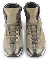Thumbnail for your product : Bumper Dark grey and gold leather trainers