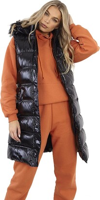 shelikes Women's Gilet Jacket Longline Hooded Quilted Winter Wear Long Coat For Women 