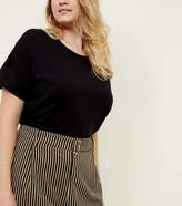 Thumbnail for your product : New Look Curves Black Stripe Twill Belted Culottes