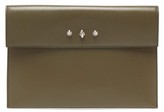 Thumbnail for your product : Alexander McQueen Skull Envelope Leather Clutch Bag - Khaki