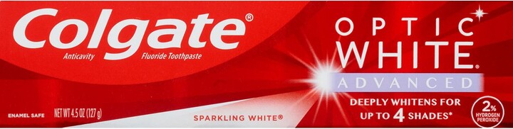Colgate Optic White Advanced Teeth Whitening Toothpaste, Sparkling White, 4.5 OZ