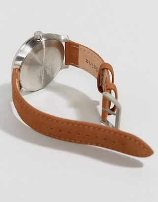 Mondaine Helvetica Bold Leather Watch In Brown 43mm