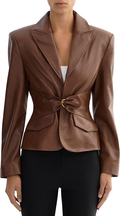 LAMARQUE Leather Belted Blazer