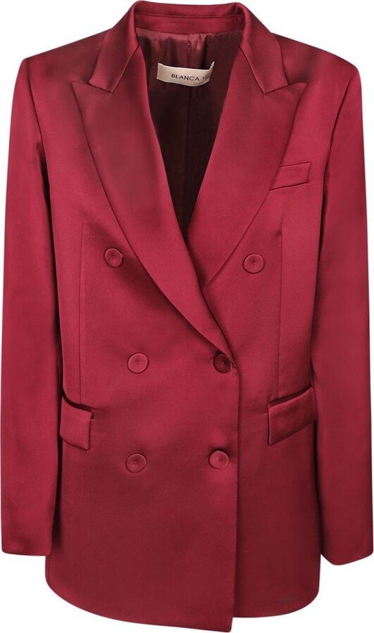 Blanca Vita Satin Double-Breasted Blazer