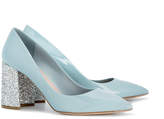 Thumbnail for your product : Miu Miu Blue Patent 85 Glitter Heel Pumps