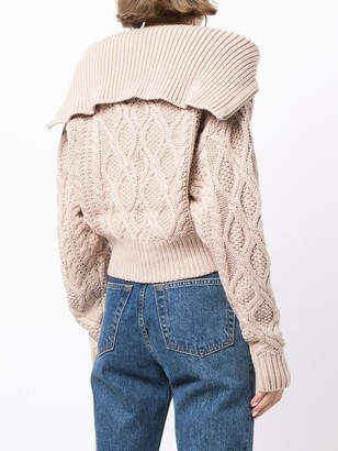 Self-Portrait Cable-Knit Zip-Fastening Cardigan