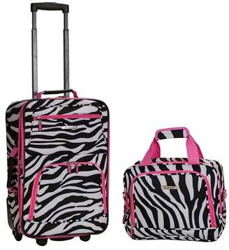 Rockland Fashion 2pc Luggage Set - Pink Zebra