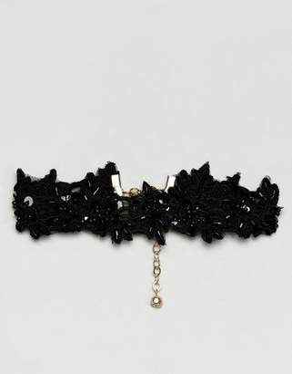 Vanessa Mooney Cut Out Lace Choker With Gold Plated Detail