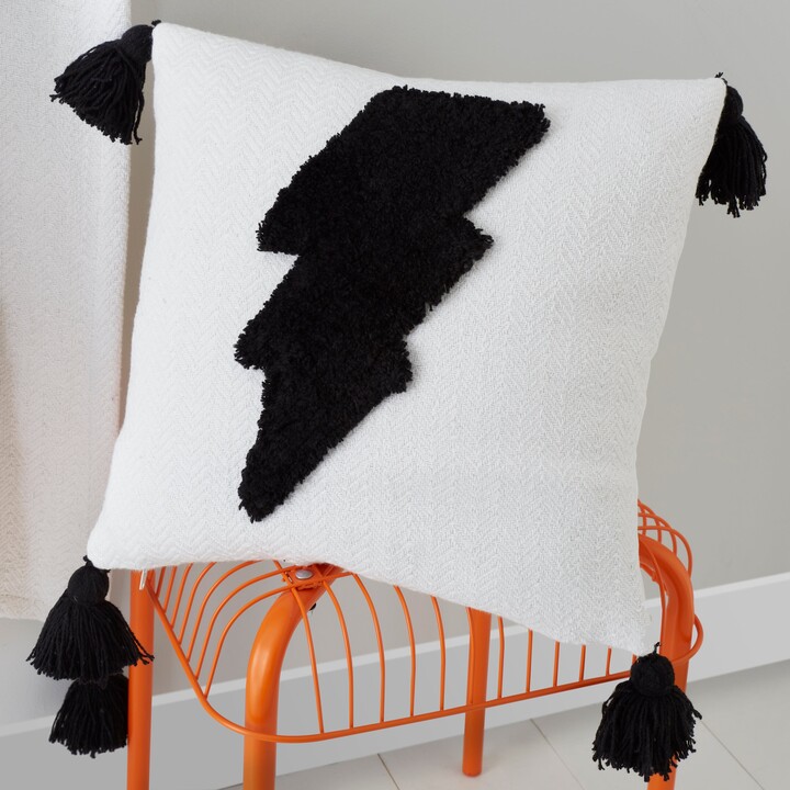 Dunelm Tufted Lightning Bolt Cushion Black ShopStyle