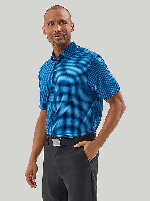 Lee Mens Golf Series Plaid Polo Shirt