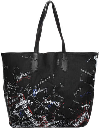 Burberry Burberry Black Canvas Large Reversible Doodle Tote