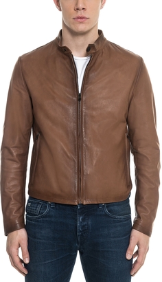 Forzieri Brown Leather Men's Biker Jacket