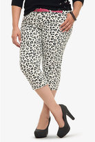 Thumbnail for your product : Torrid Denim - White Leopard Belted Capri Trouser