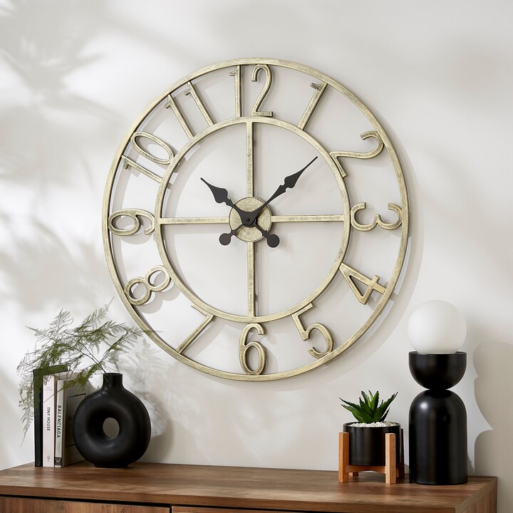 Dunelm Numbers Skeleton Clock 70cm, Gold Gold ShopStyle
