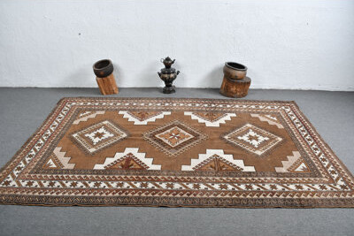 kayra export Vintage Turkish Rug with Exquisite Geometric Patterns Ideal for Adding a Touch of Elegance Brown/Beige
