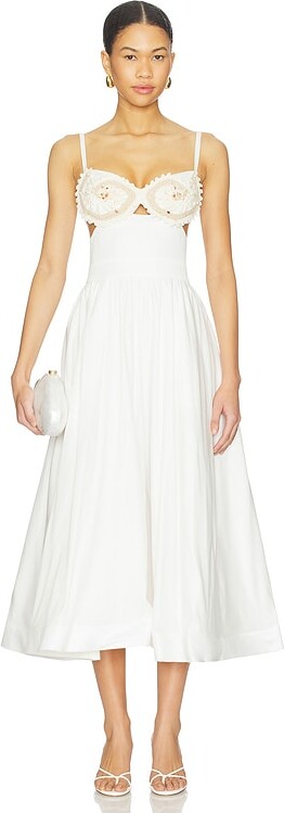 PatBO Seaweed Shell Embroidered Midi Dress