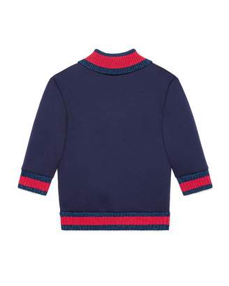 Gucci Neoprene Zip-Front Sweatshirt, Blue, Size 6-12