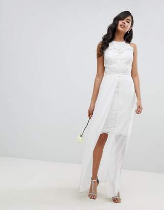 Lipsy Bridal Midi Pencil Dress with Detachable Chiffon Maxi Skirt