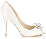 Thumbnail for your product : Jimmy Choo Mia Ivory Silk Satin Peep Toe Pumps with Crystal Detail