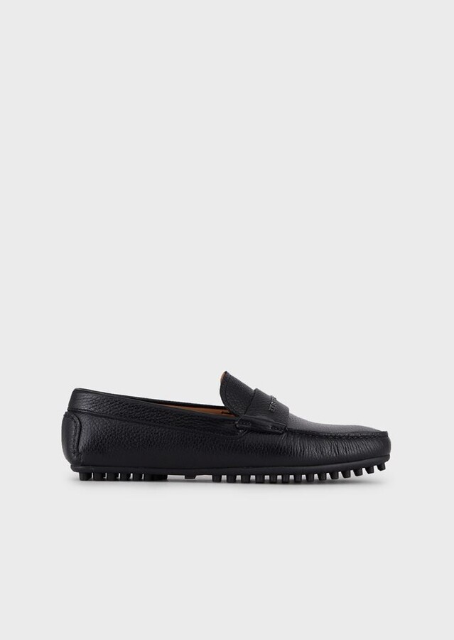 Emporio Armani Full-Grain Leather Loafers - ShopStyle