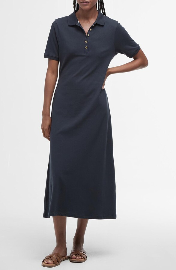 Celeste Stretch Cotton Piqué Polo Midi Dress